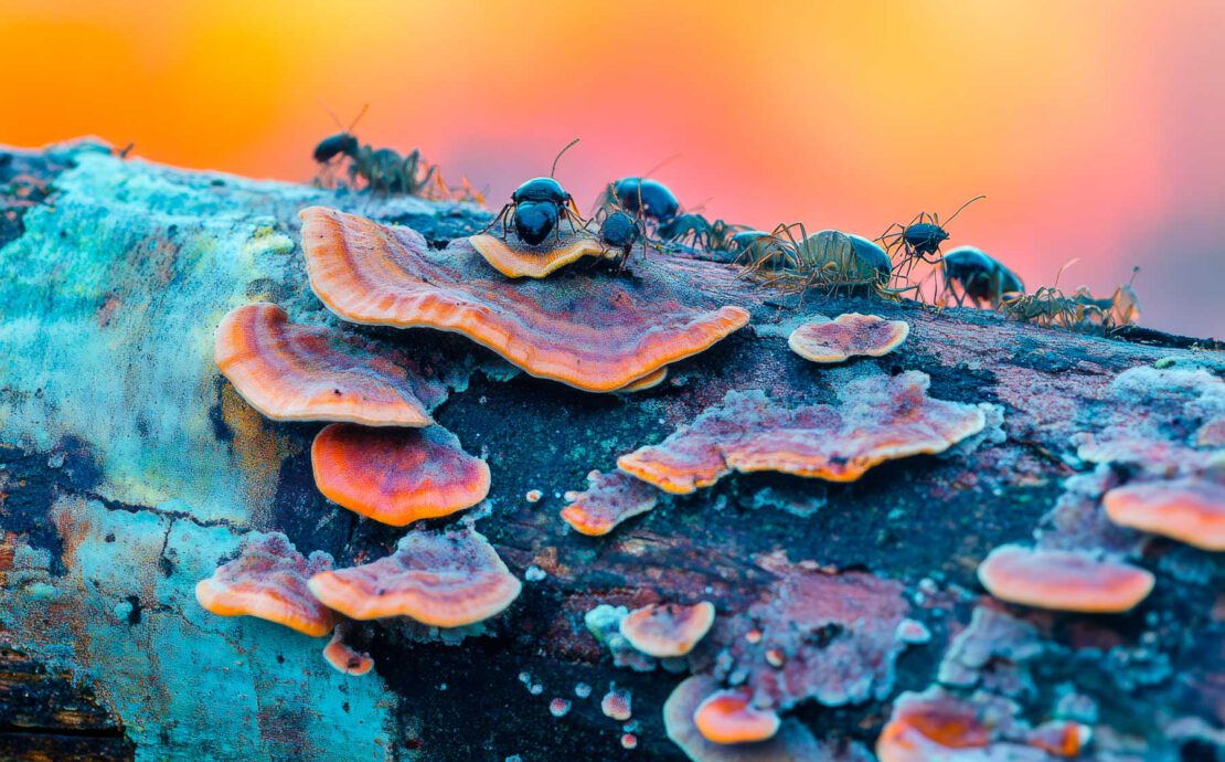 Ameisen Auf Einem Baumpilz