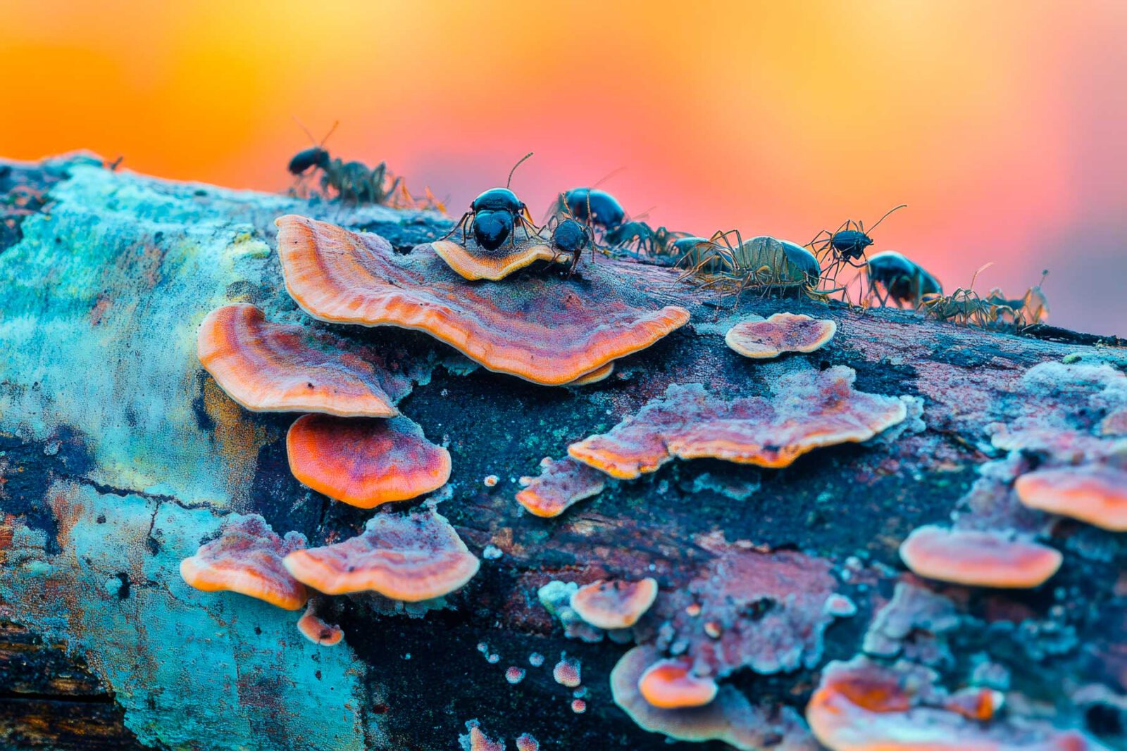 Ameisen Auf Einem Baumpilz