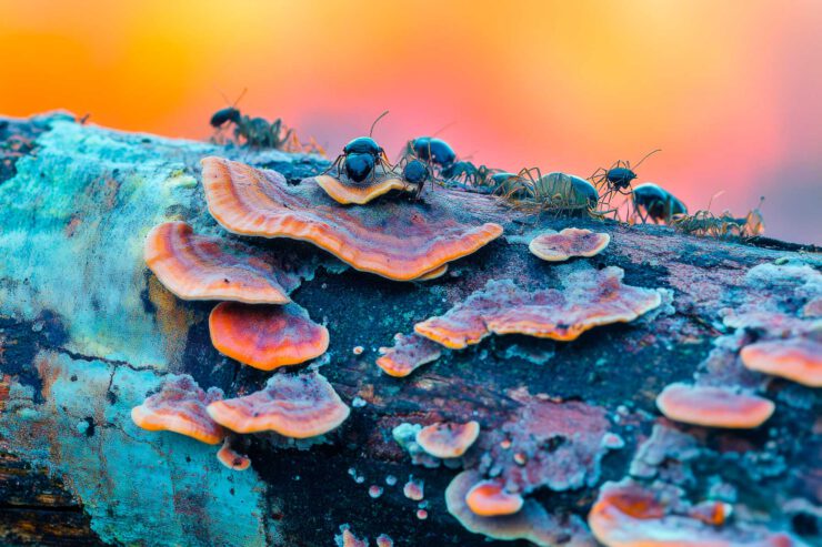 Ameisen Auf Einem Baumpilz