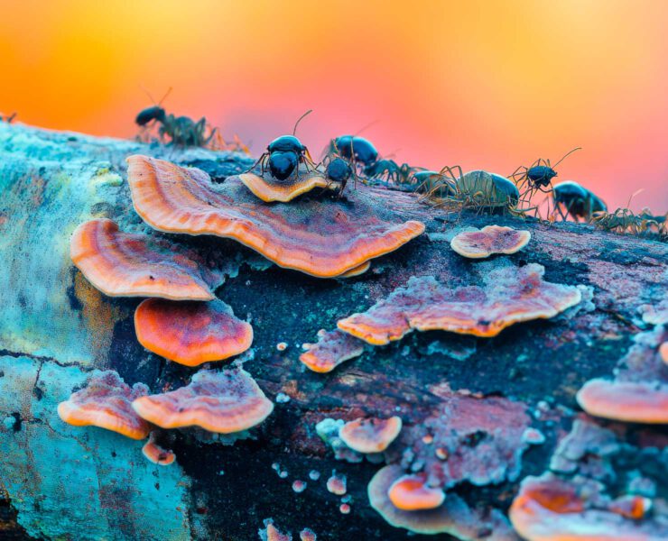 Ameisen Auf Einem Baumpilz