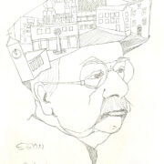 Wolf Hirtreiter, Egon (hanns Egon Wörlen Mit Architekturen Hut), 2005, Bleistiftzeichnung, Stiftung Wörlen, Passau © Foto Mmk